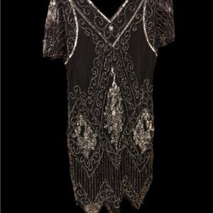 Glamorous Black and Silver Embellished Mini Dress